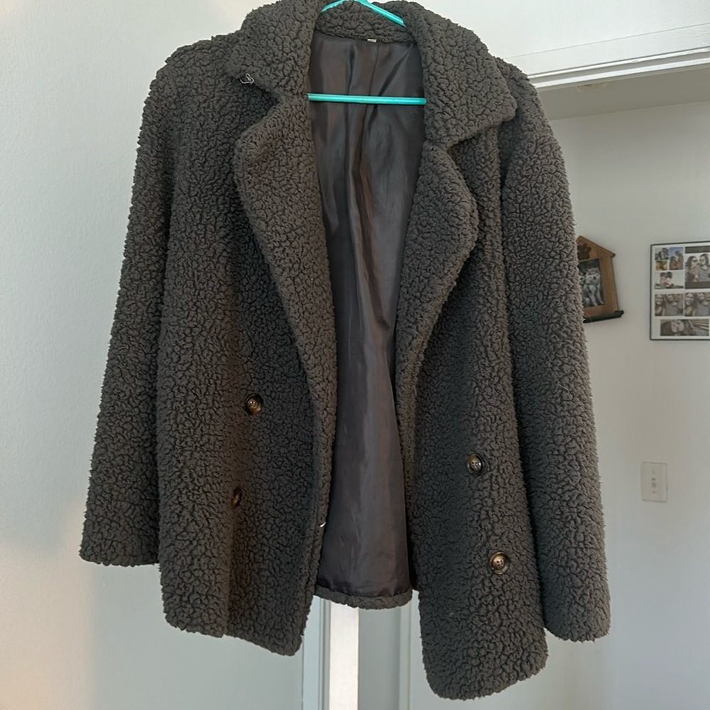 Size medium charcoal fuzzy jacket